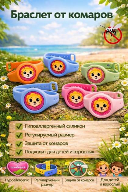 Браслет от комаров Львёнок (Цвет: Оранжевый)