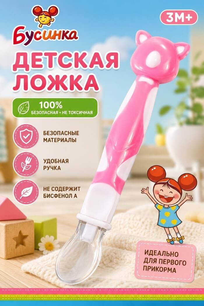 Ложка Силикон Бусинка 3мес+