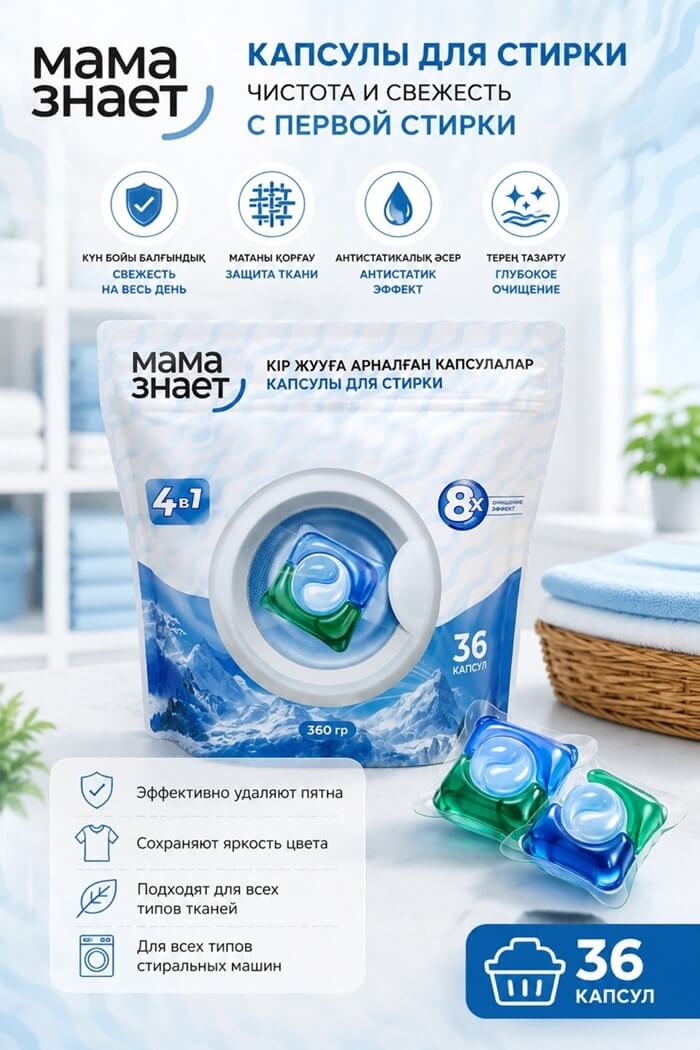 Капсулы для стирки Мама знает 36 шт