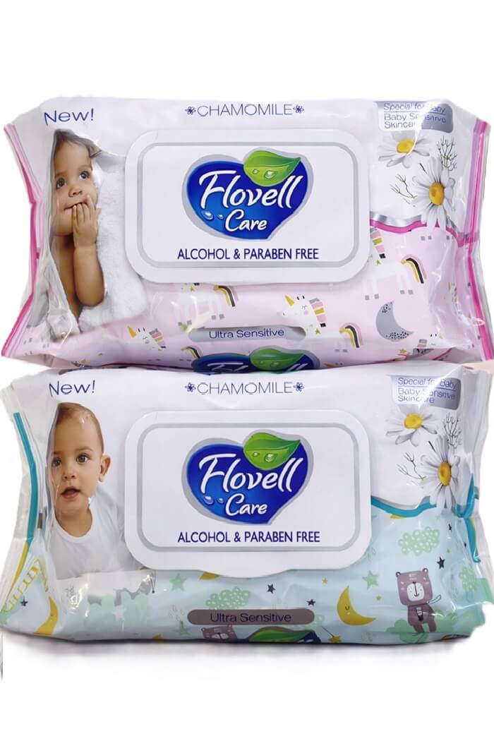Влажные салфетки Flovell care 100шт (Цвет: Розовый)
