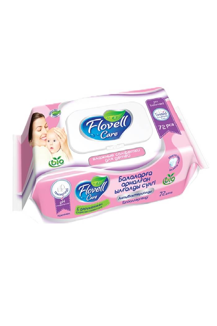 Влажные салфетки Flovell care 72шт (Цвет: Розовый)