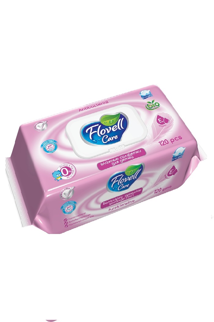 Влажные салфетки Flovell care 8*8шт