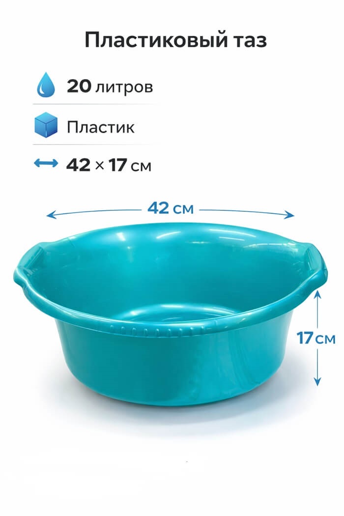 Таз пластиковый бирюзовый