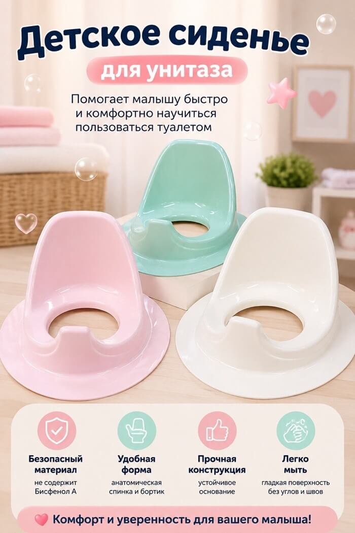 Накладка на унитаз с высокой спинкой (Цвет: Розовый)