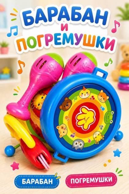Набор погремушки и барабан