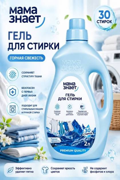 Гель для стирки Мама знает для всей семьи 2 л