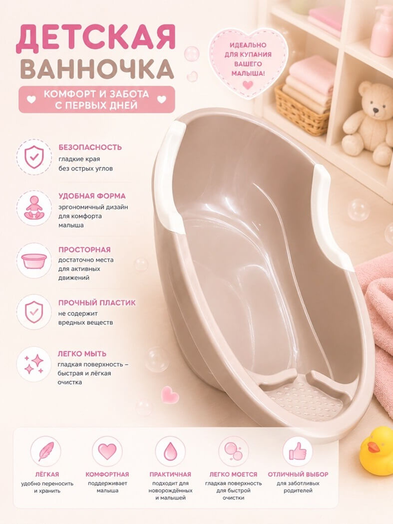 Ванночка детская Малышок цвет капучино