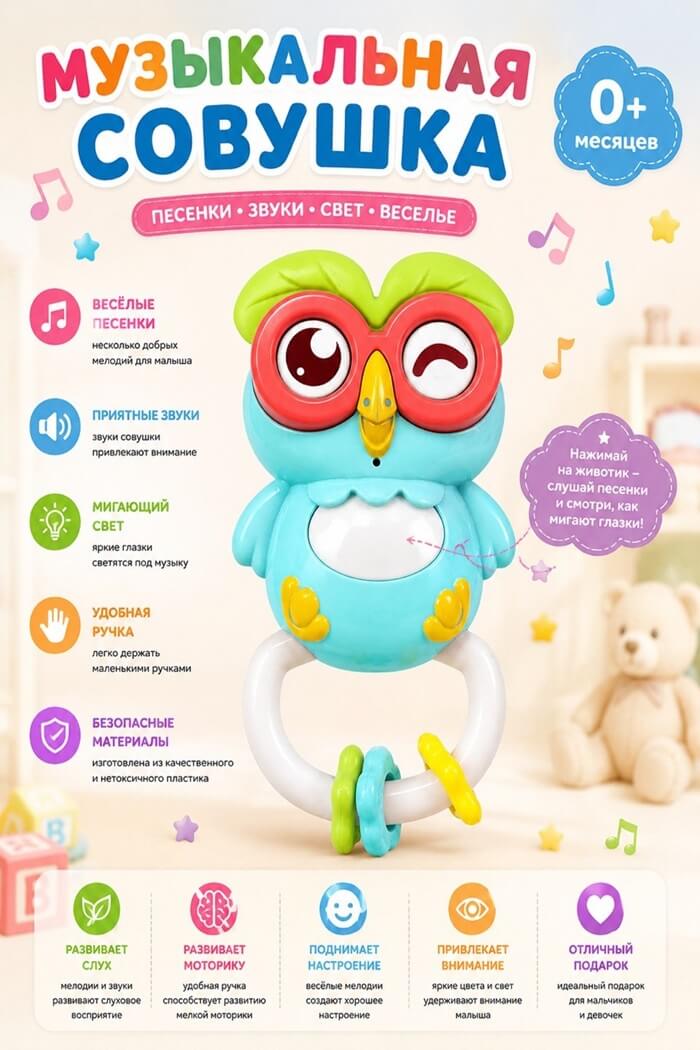 Игрушка Сова музыкальная