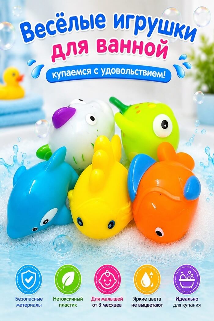 Набордля купания Резиновые рыбки