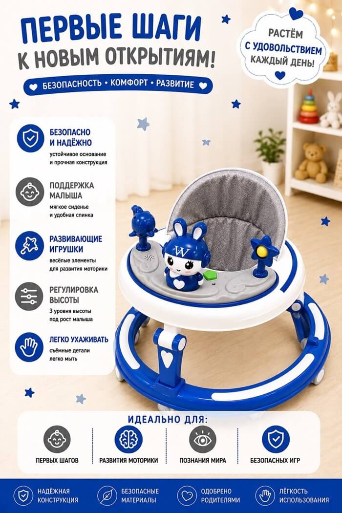 Ходунки детские цвет Синий