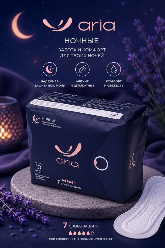 Прокладки ночные Aria