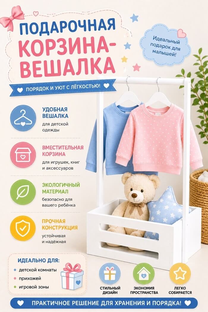 Корзина вешалка подарочная белая