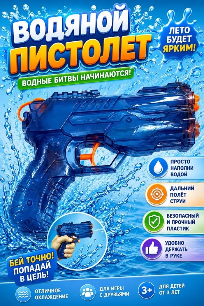Водяной пистолет синий