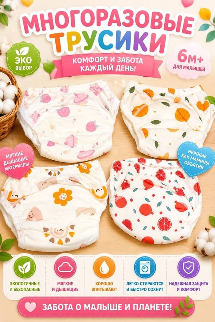 Многоразовые трусики (Рисунок: Цветочки)