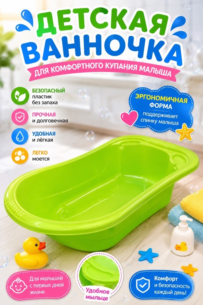 Ванночка зелёная со сливом
