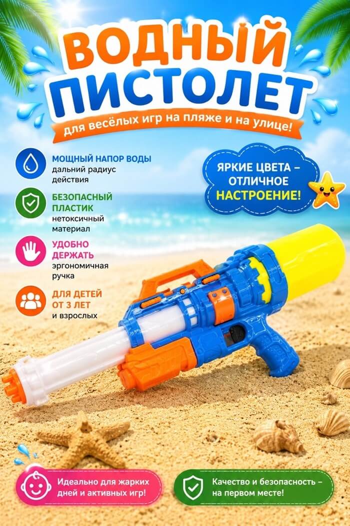 Водяной пистолет голубой