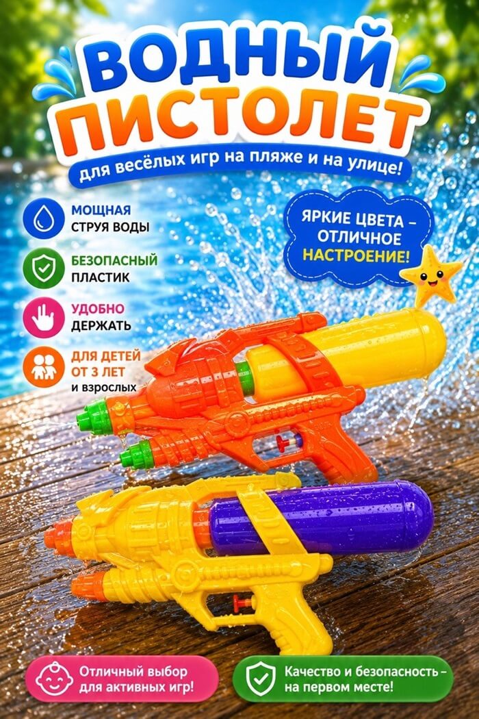 Водяной пистолет (Цвет: Красный)