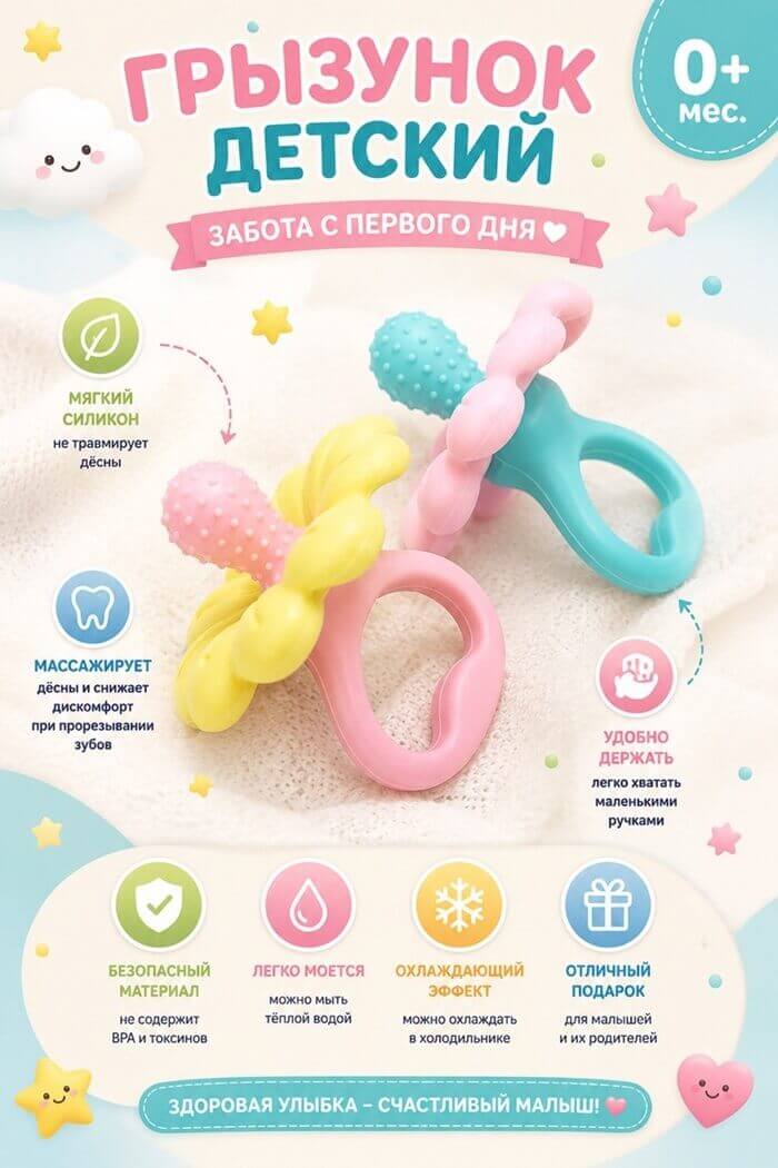 Прорезыватель грызунок Ромашка (Цвет: Розовый)