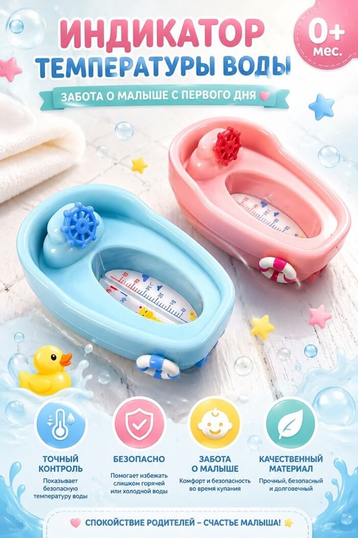 Градусник для воды Катер (Цвет: Розовый)