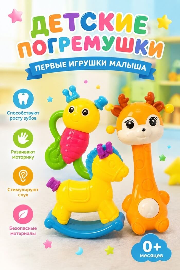 Набор погремушек Оленёнок