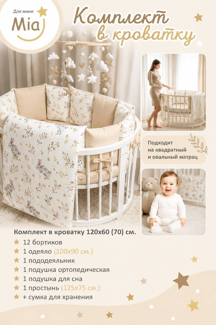 Комплект в кроватку Зайчики