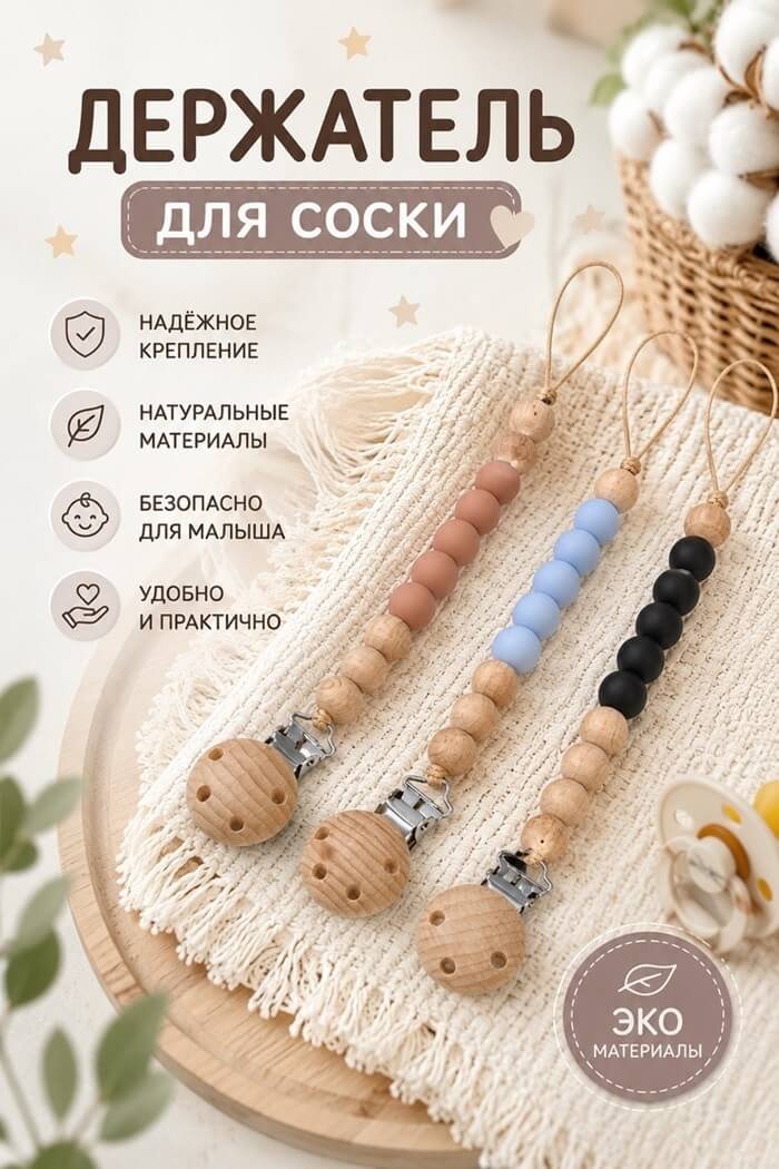 Держатель для пустышки (Цвет: Черный)