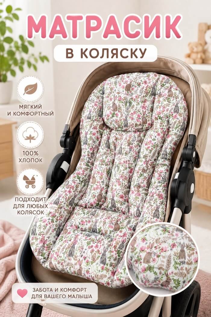 Матрасик в коляску Зайчики