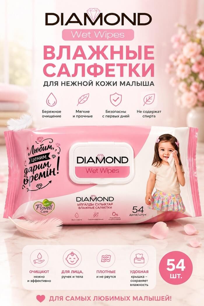 Влажные салфетки Diamond  Flovell 54 шт