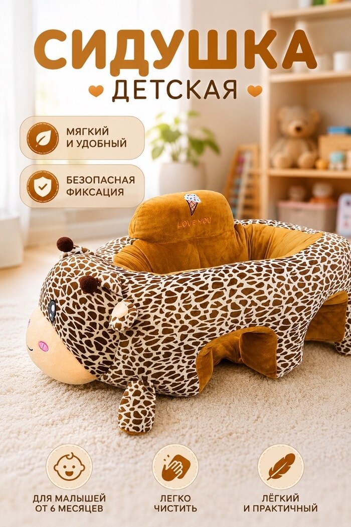 Детское кресло сидушка Жирафик