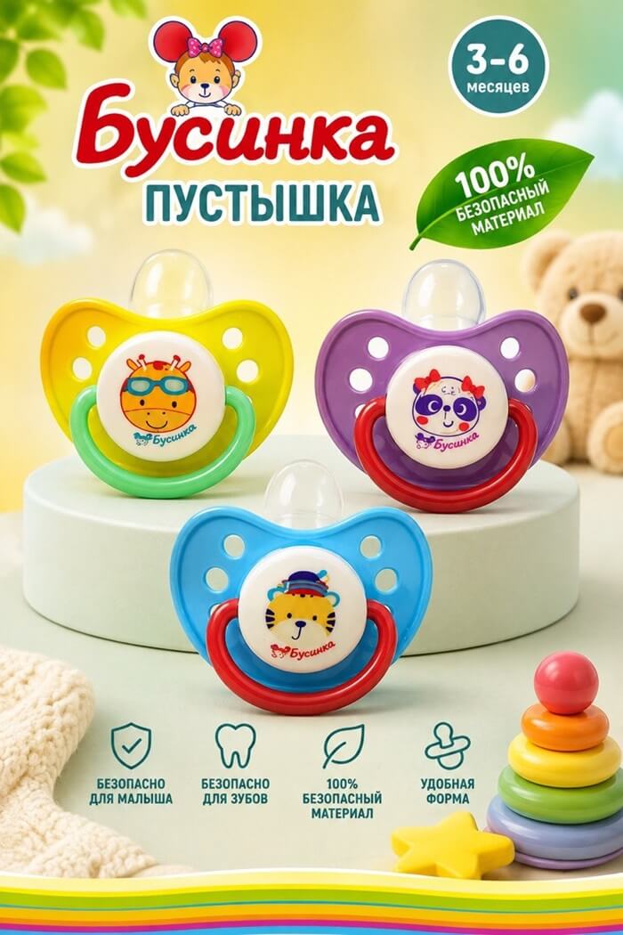 Соска Бусинка силикон 3-6 м (Цвет: Фиолетовый)