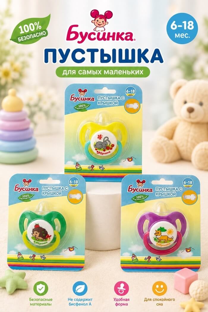 Соска силикон Бусинка 6-18 м (Цвет: Фиолетовый)