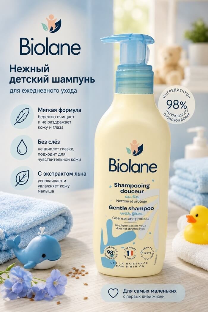 Шампунь для младенцев Biolane 350 мл