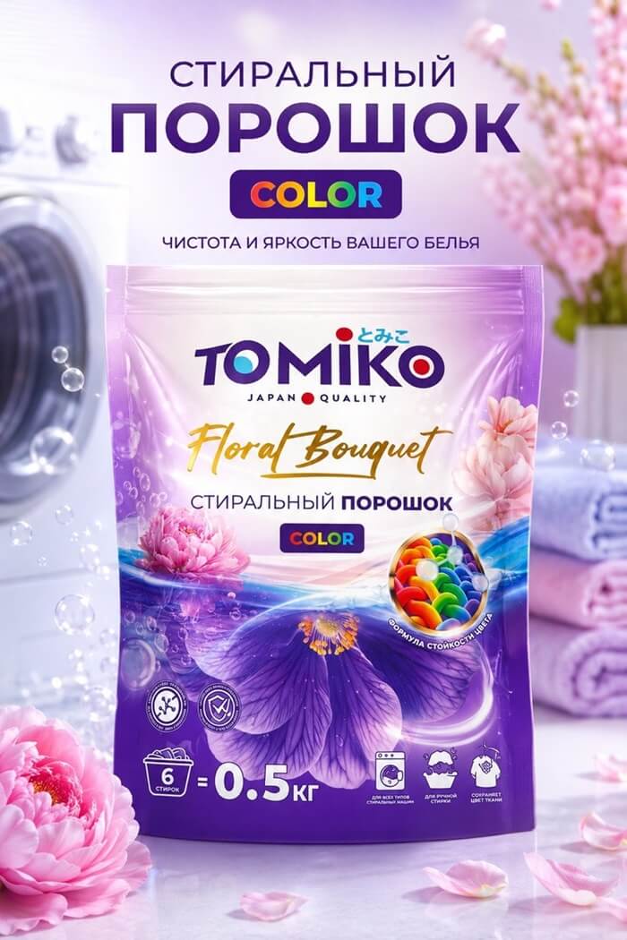 Порошок для стирки Томiко 0,5 кг для цветного белья
