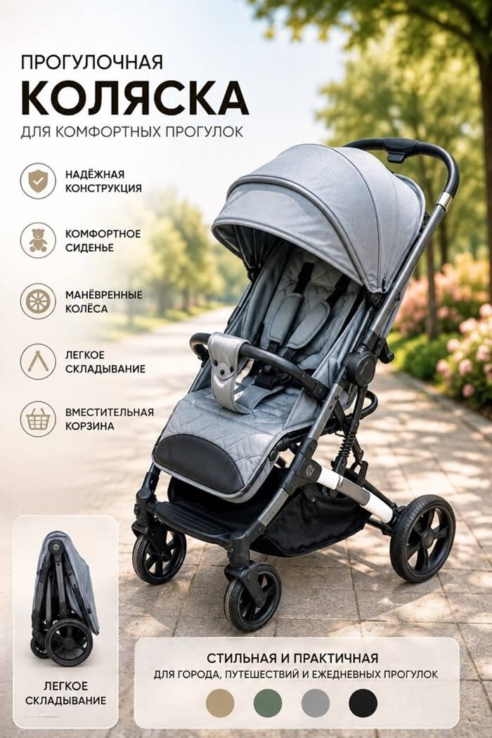 Коляска S707 (Цвет: Черный)