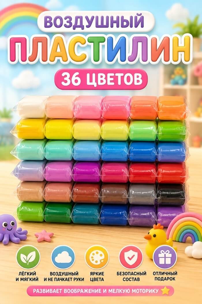 Воздушный пластилин 36 цветов