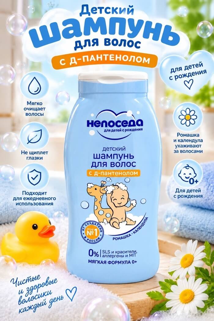 Шампунь для волос с д-пантенолом Непоседа 200 мл