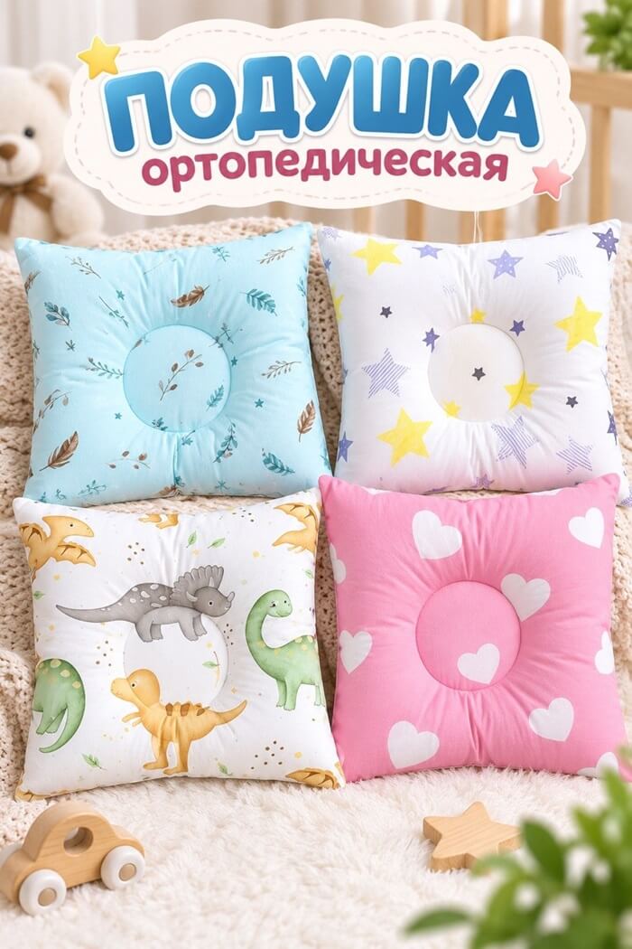 Подушка ортопедическая для малыша (Рисунок: Сердечки)