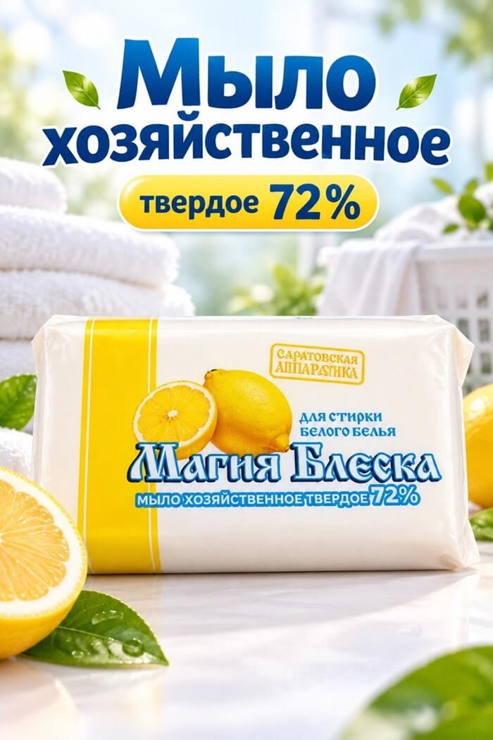 Мыло хозяйственное Магия блеска для белого 72%