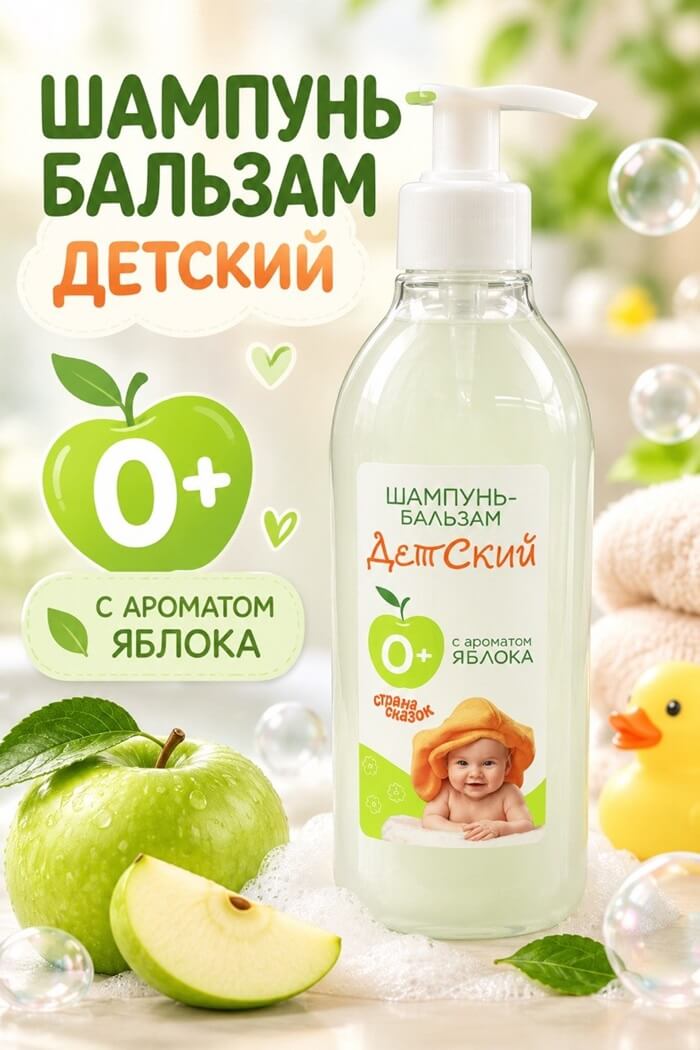 Шампунь бальзам детский Яблоко