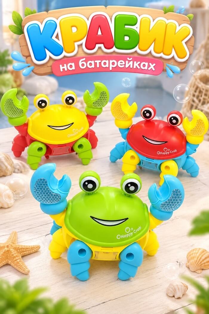 Крабик на батарейках (Цвет: Красный)